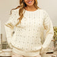 BiBi Pearl & Rhinestone Long Sleeve Sweater