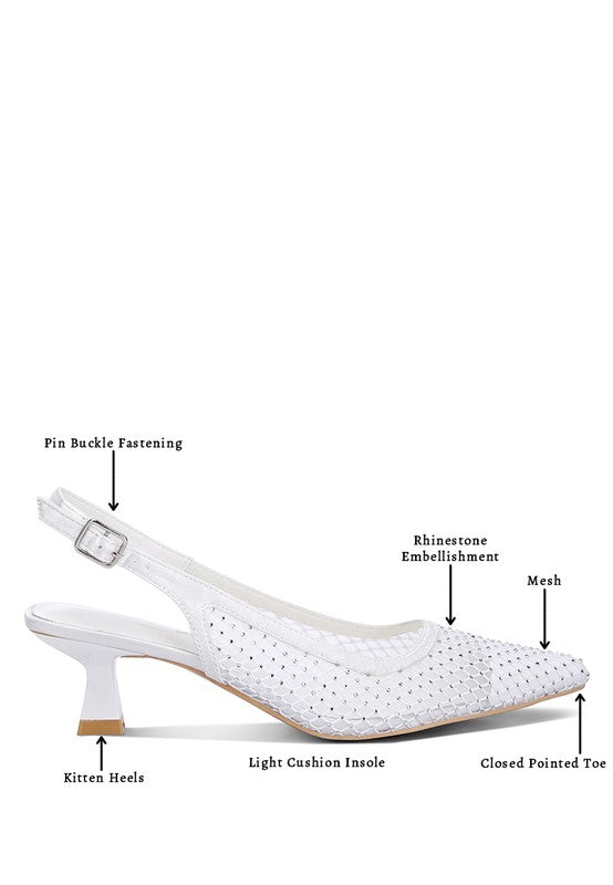 Siev Rhinestone Slingback Heels