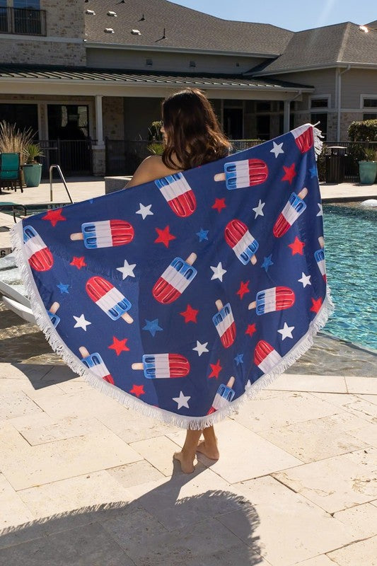 Patriotic Popsicle Oversized Beach Towel