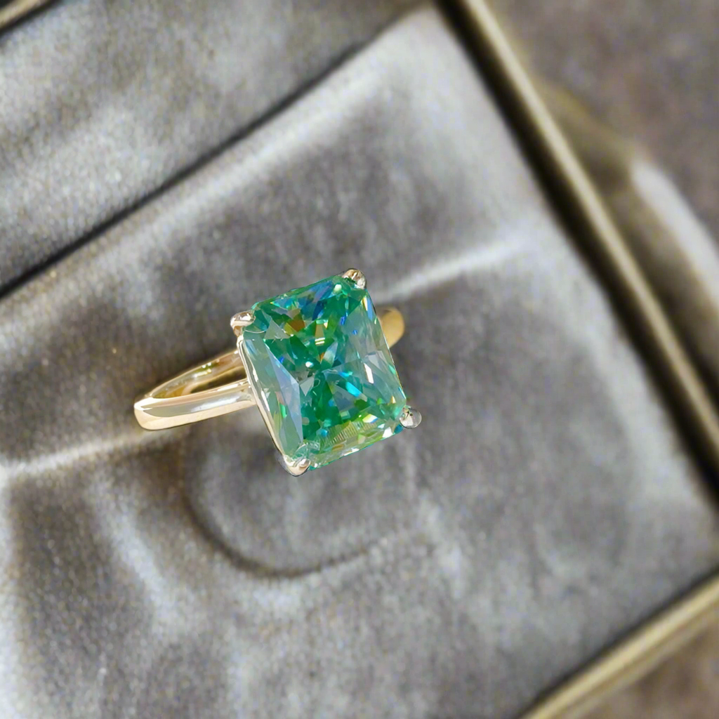 2 Carat Emerald Solitaire Moissanite Ring