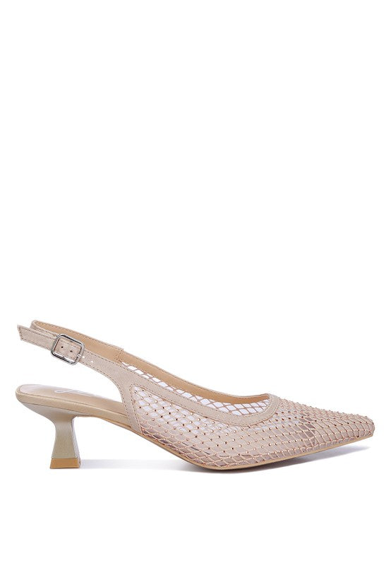 Siev Rhinestone Slingback Heels