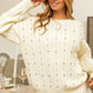 BiBi Pearl & Rhinestone Long Sleeve Sweater