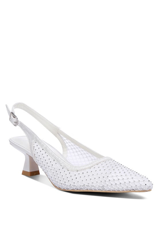 Siev Rhinestone Slingback Heels