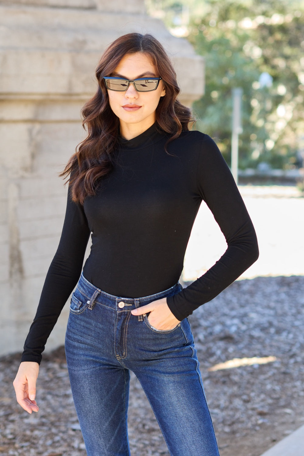 Basic Mock Neck Long Sleeve Bodysuit