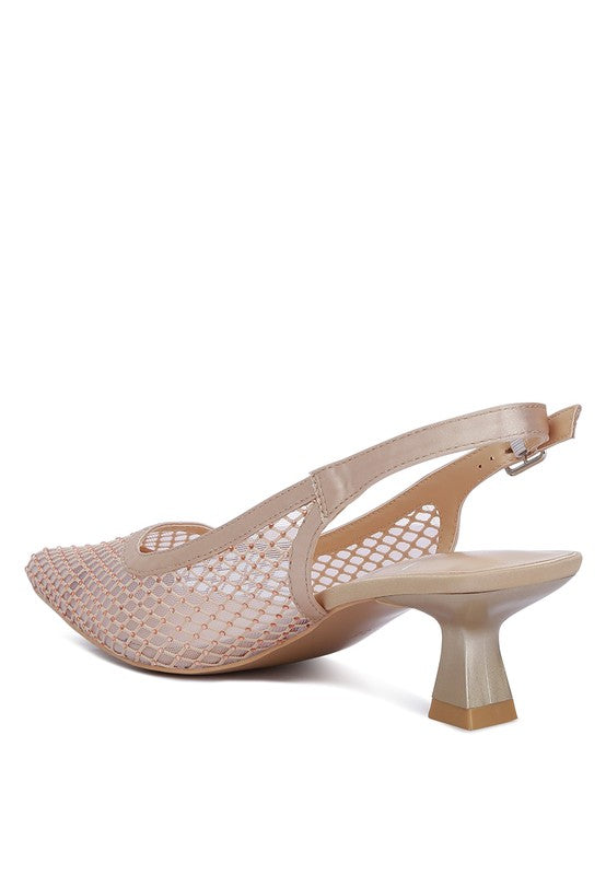 Siev Rhinestone Slingback Heels