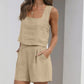 Square Neck Wide Strap Top and  Shorts Set