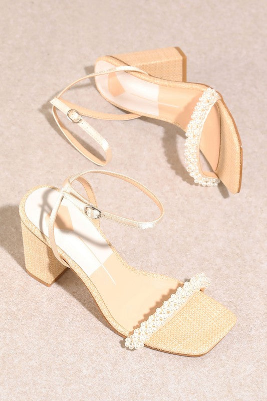 Zalima Pearl Embellished Block Heel Sandal