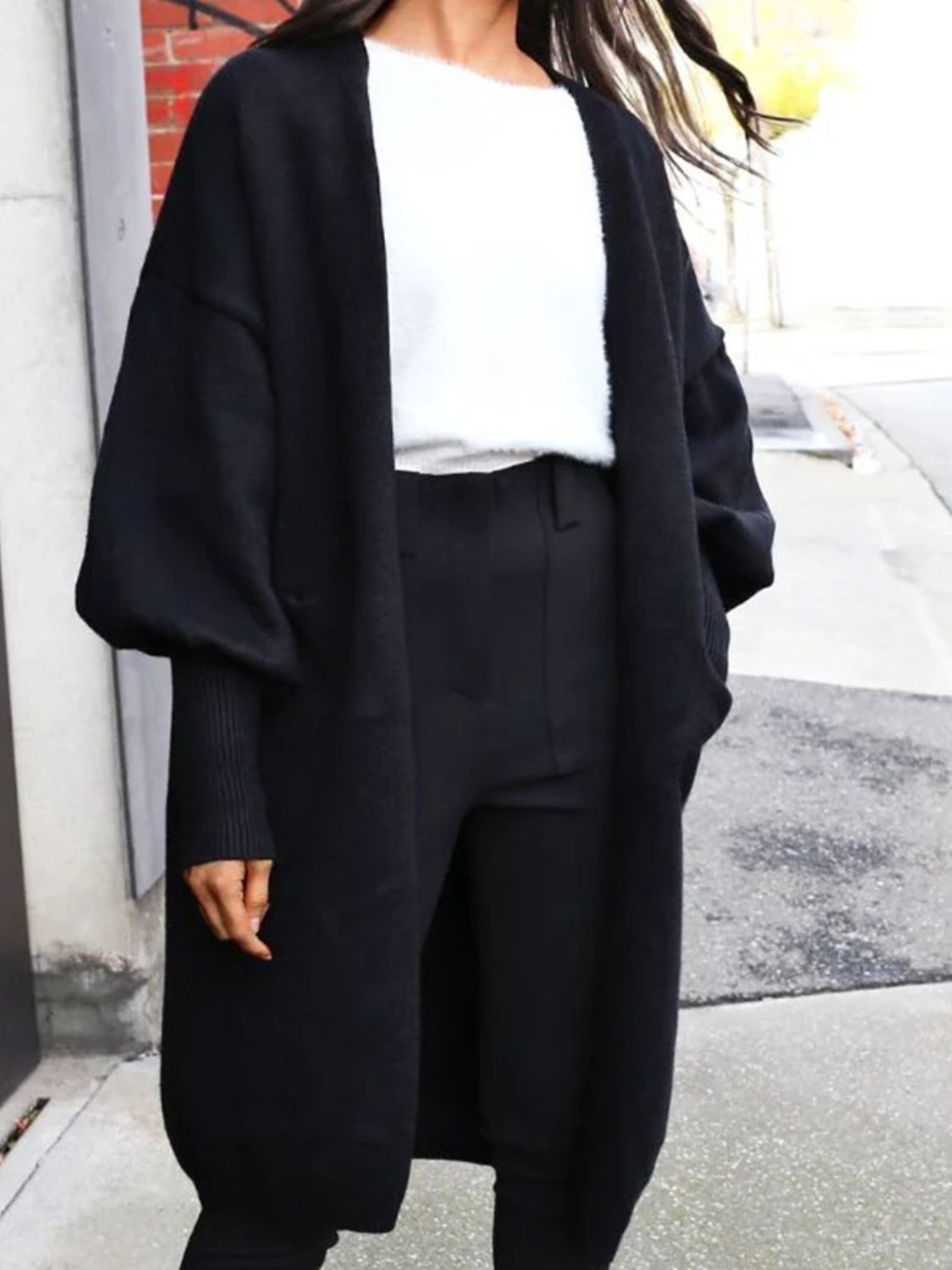 Perfee Dropped Shoulder Cardigan