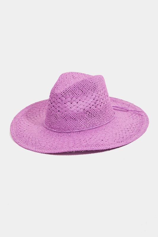 Fame Light Purple Straw Braided Sun Hat