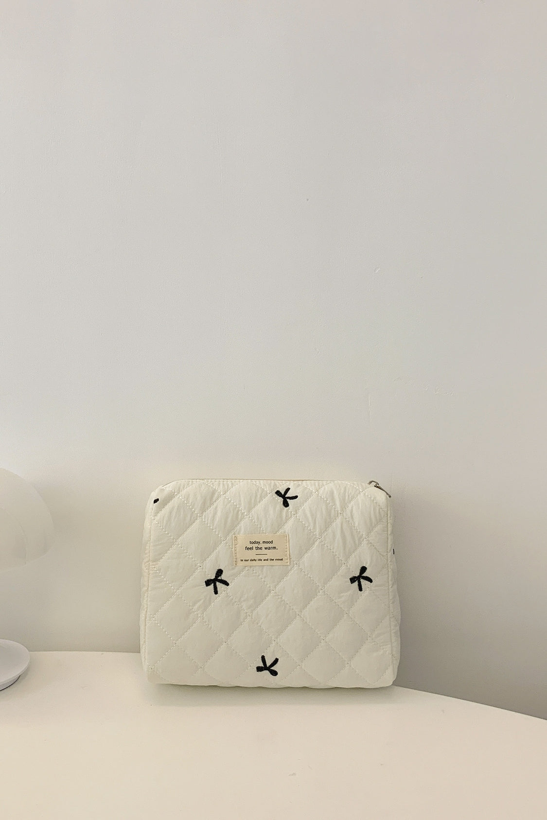 Medium Bow Embroidered Quilted Storage Bag