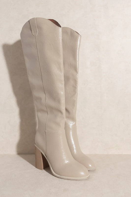 Stephanie Knee High Boots in Taupe