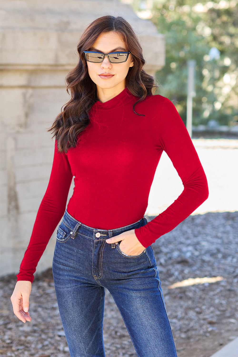 Basic Mock Neck Long Sleeve Bodysuit