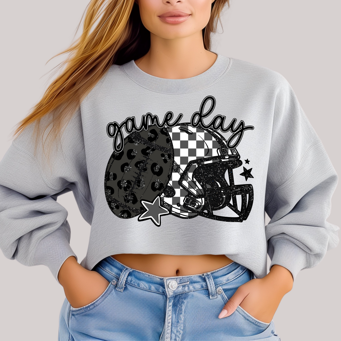 Checkered Leopard Gameday Crew Sweatshirt