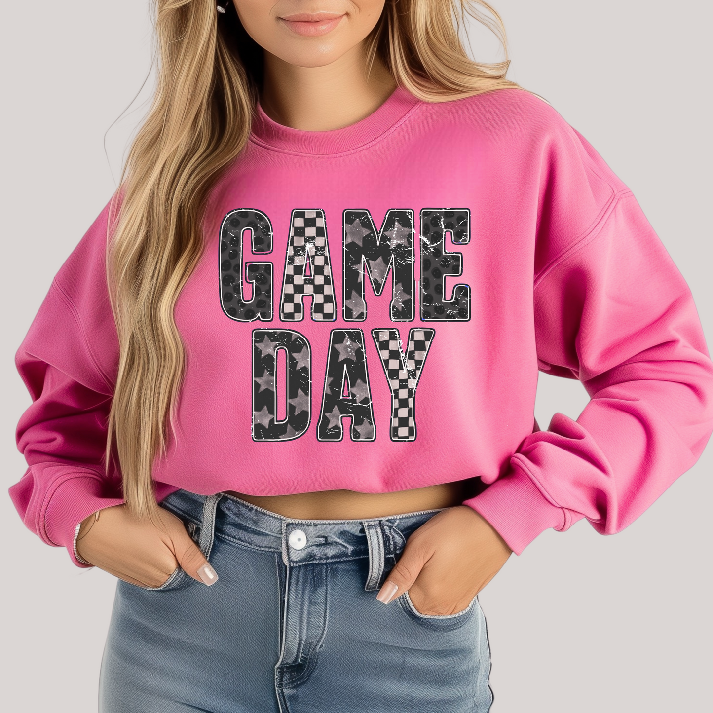 Retro Gameday Pink Crew Sweatshirt