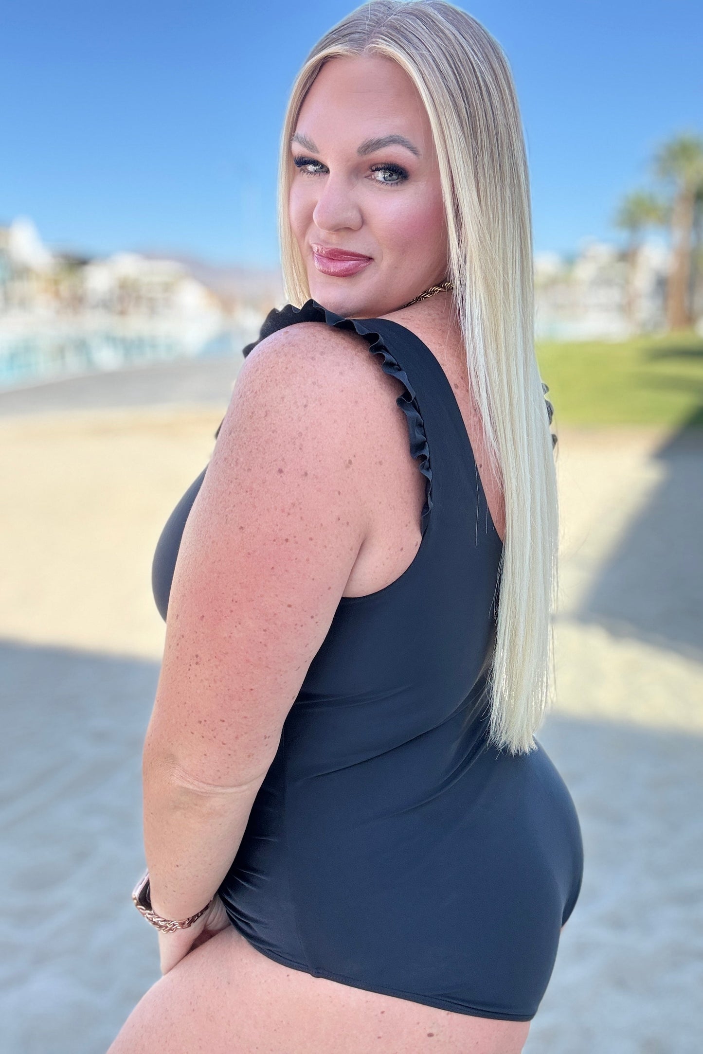 V-Neck Ruffle Detail Swimsuit