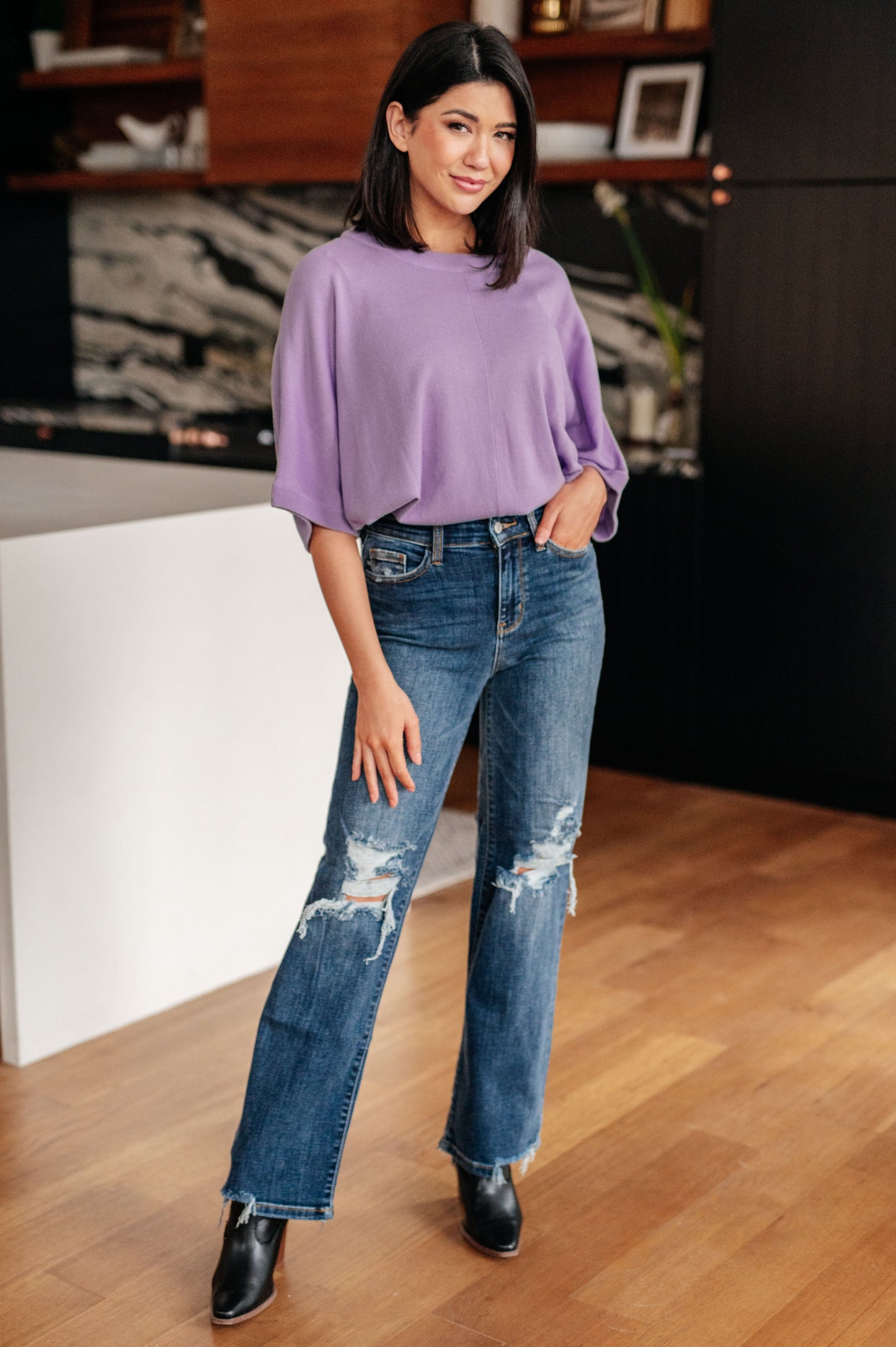 High Rise 90's Straight Jeans in Dark Wash by Judy Blue