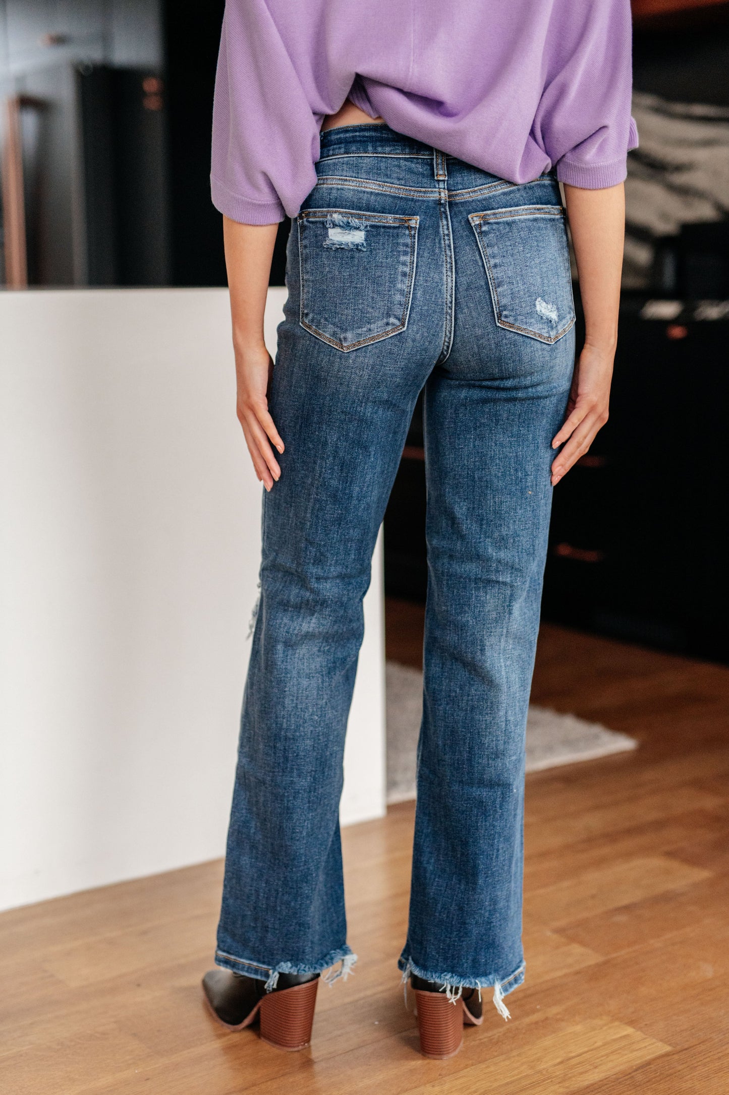 High Rise 90's Straight Jeans in Dark Wash by Judy Blue