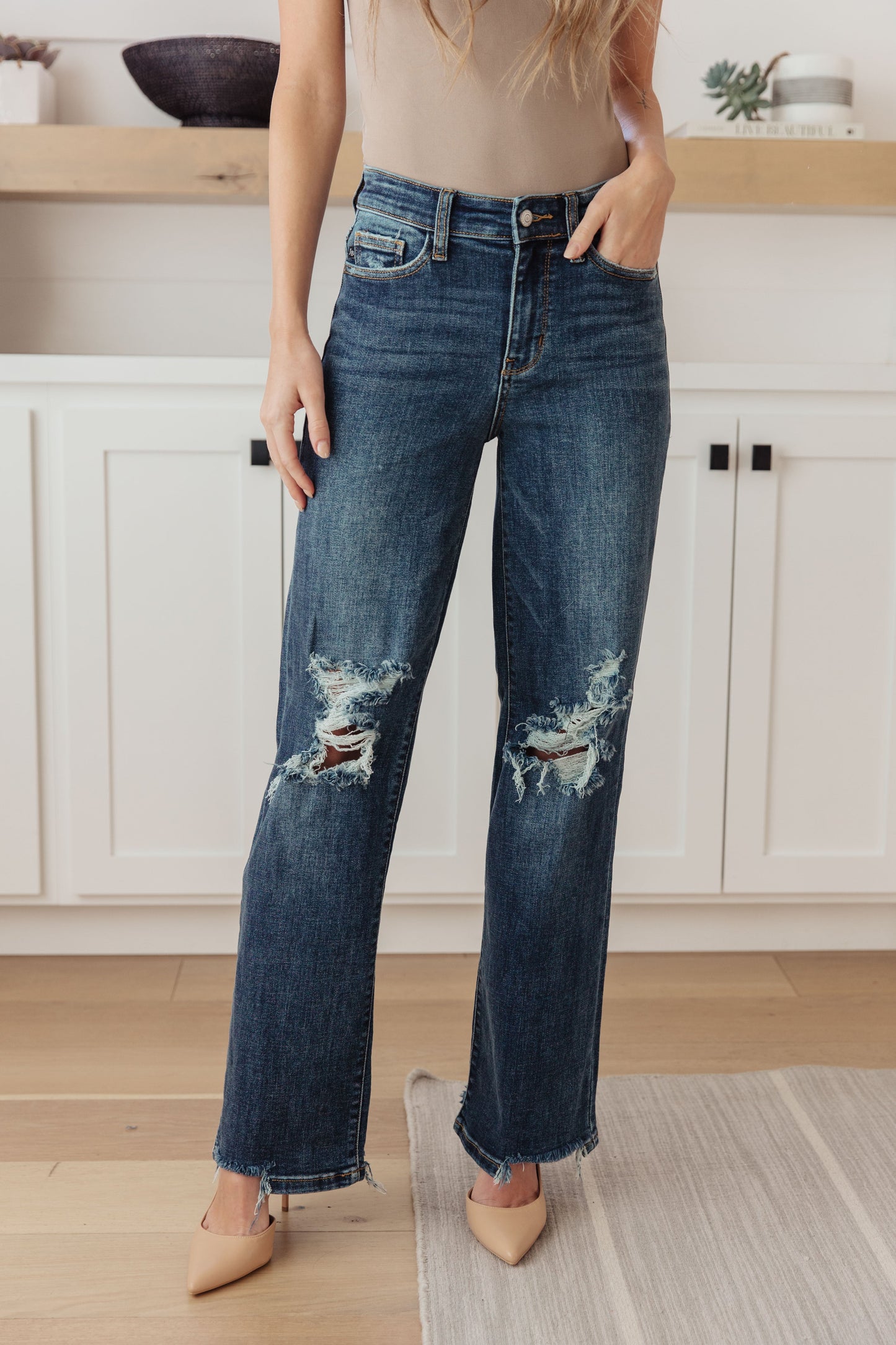 High Rise 90's Straight Jeans in Dark Wash by Judy Blue