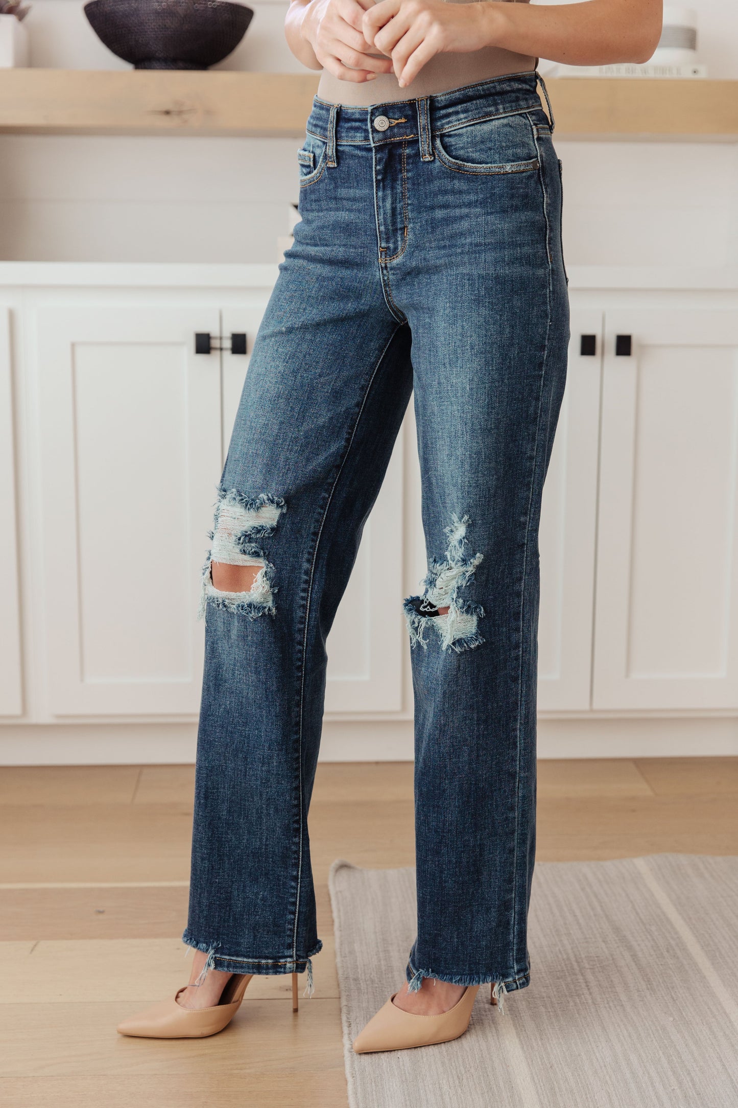High Rise 90's Straight Jeans in Dark Wash by Judy Blue