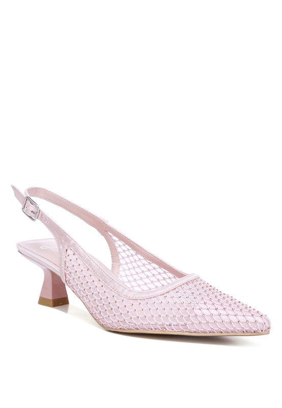 Siev Rhinestone Slingback Heels
