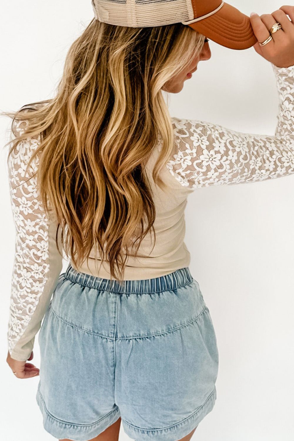 Mock Neck Long Sleeve Lace Patchwork Shirt