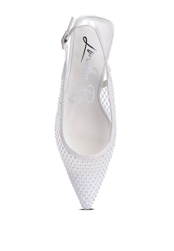 Siev Rhinestone Slingback Heels