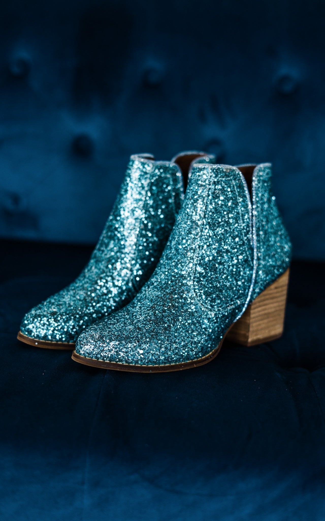 In My Feels Glitter Booties in Blue