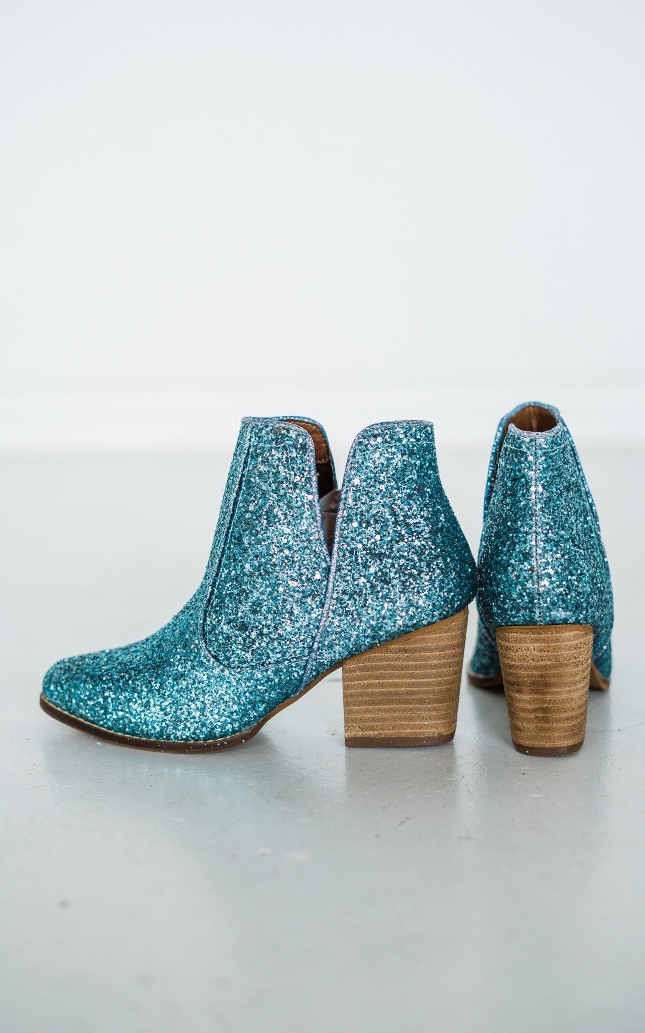 In My Feels Glitter Booties in Blue