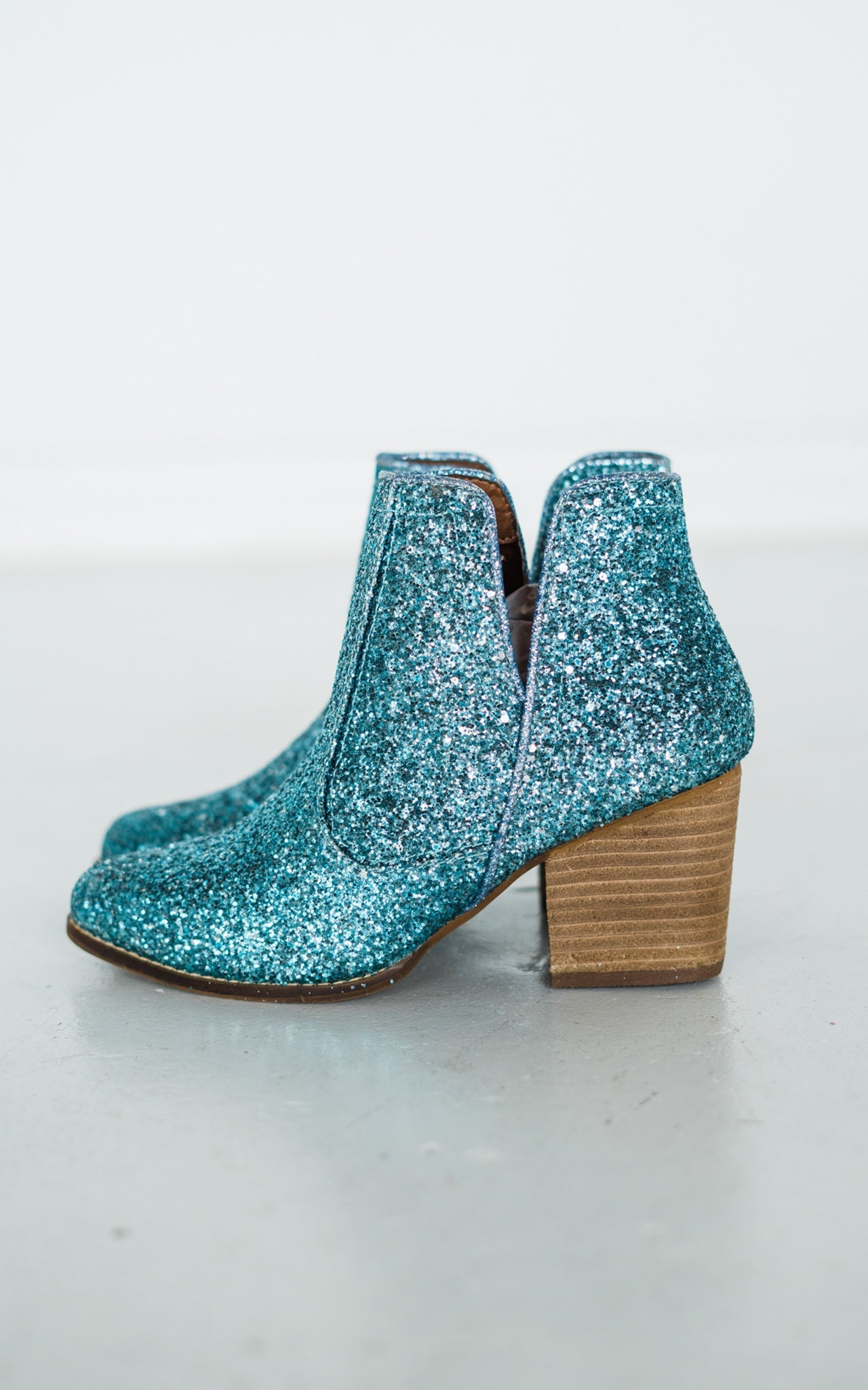 In My Feels Glitter Booties in Blue