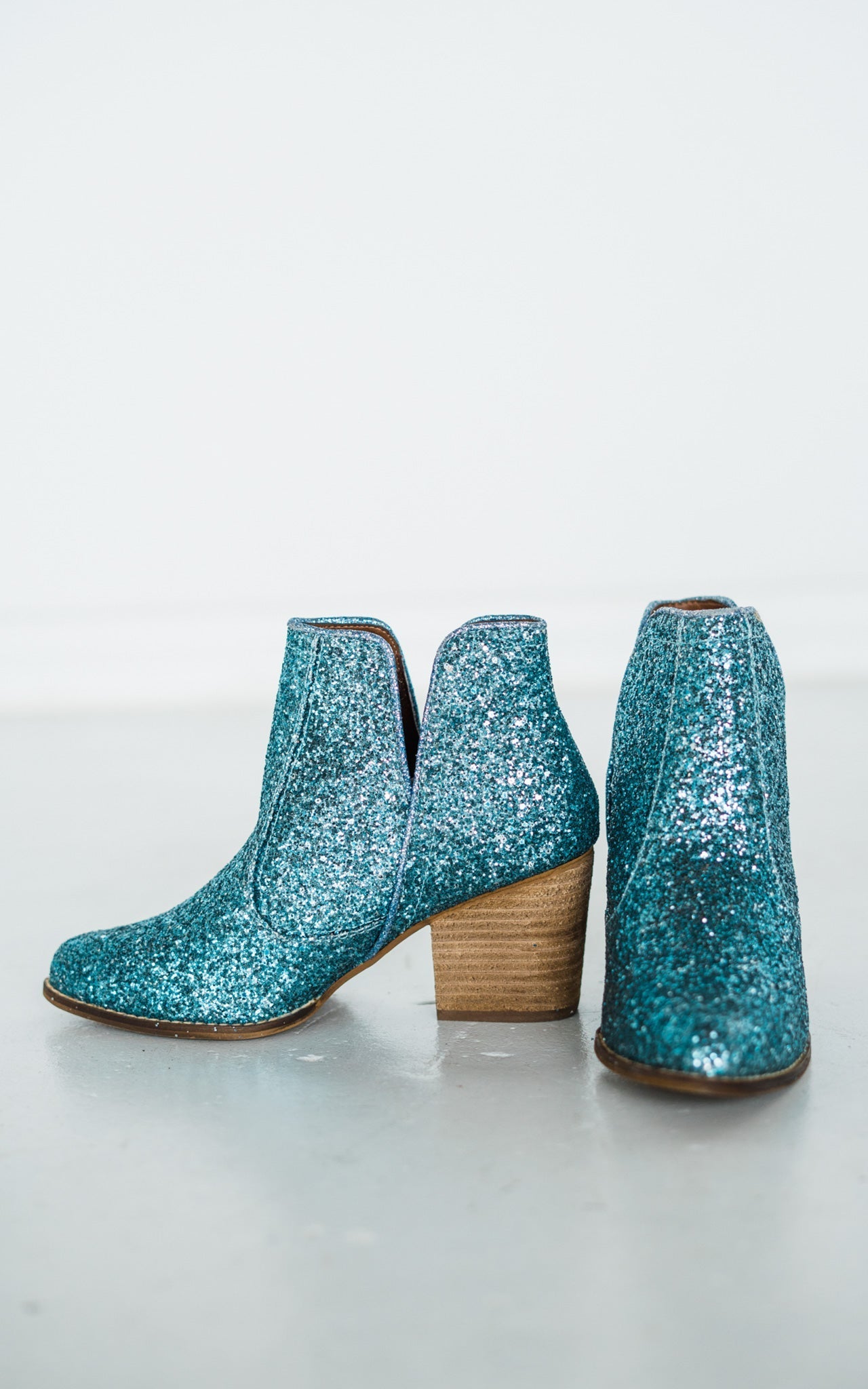 In My Feels Glitter Booties in Blue