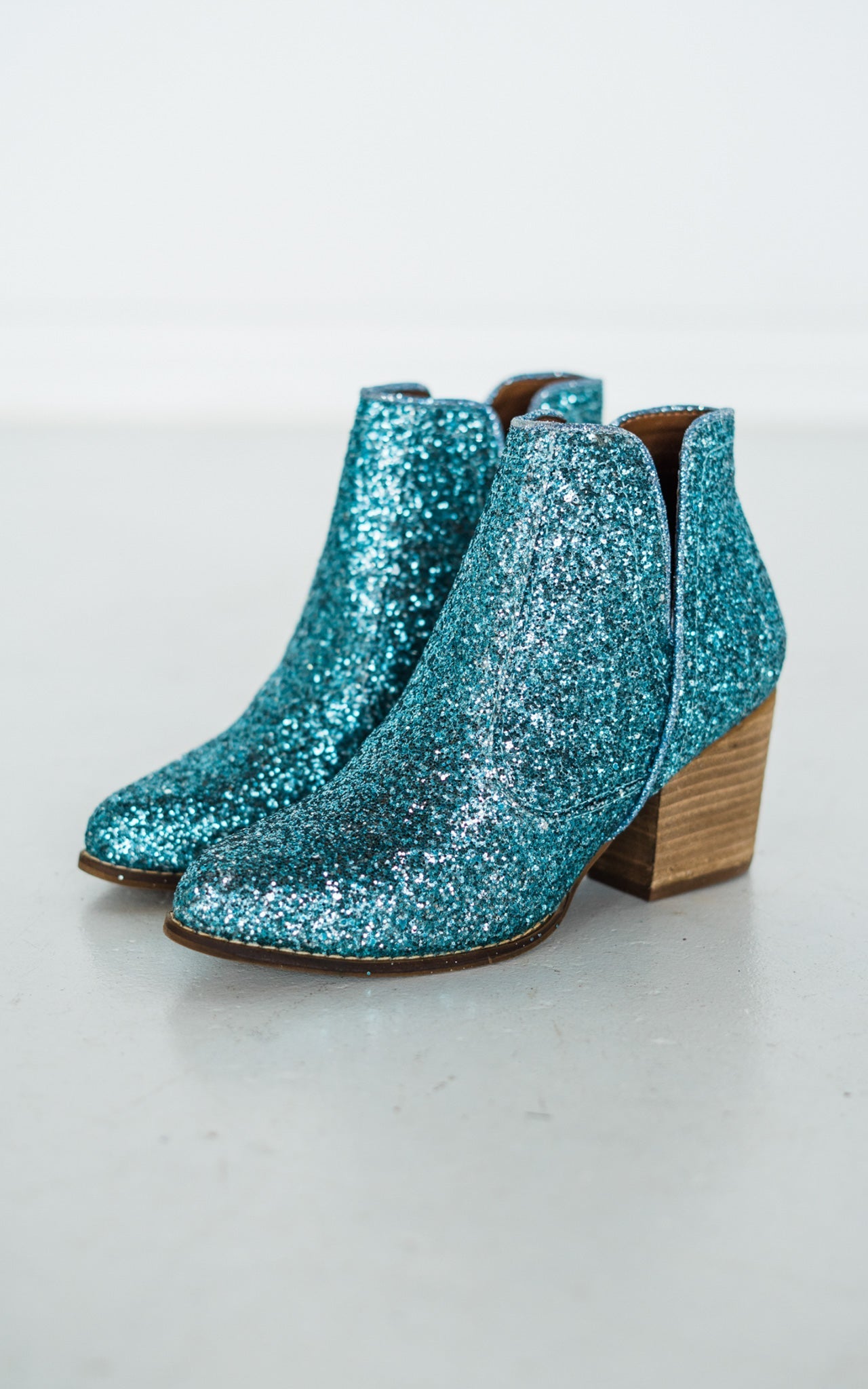 In My Feels Glitter Booties in Blue