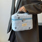 Large Bow Embroidered Quilted Storage Bag with Zip
