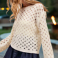 Geometric Pattern Open Knit Lightweight Women’s Summer Sweater