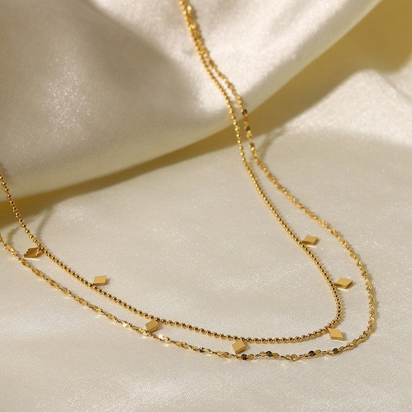 Layered 18K Gold-plated Double Fringed Necklace