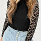 Mock Neck Long Sleeve Lace Patchwork Shirt
