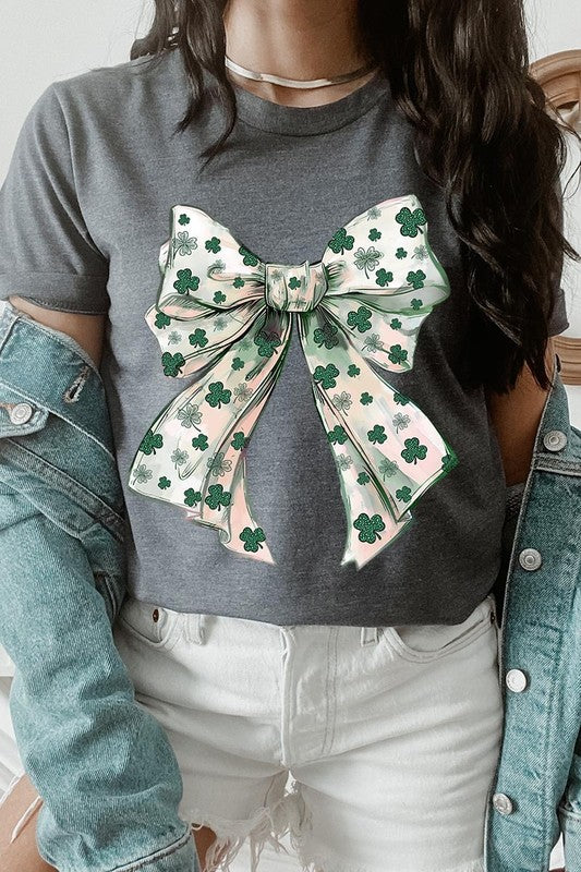 St Patrick's Day Coquette Bow Graphic Tee