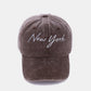 Washed Embroidered City Baseball Cap