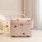 Large Bow Embroidered Quilted Storage Bag with Zip