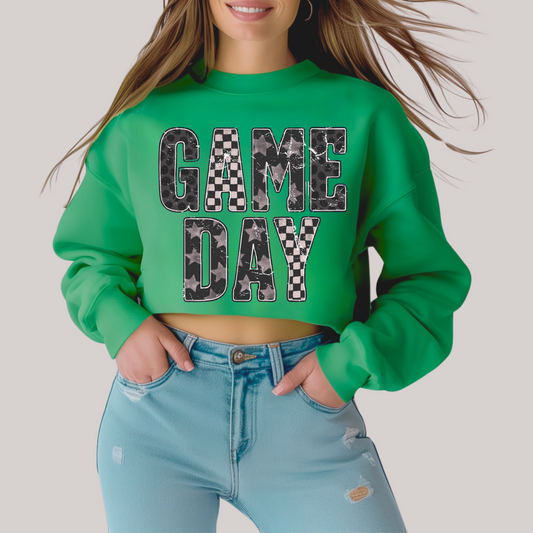 Retro Gameday in Green Crew Sweatshirt