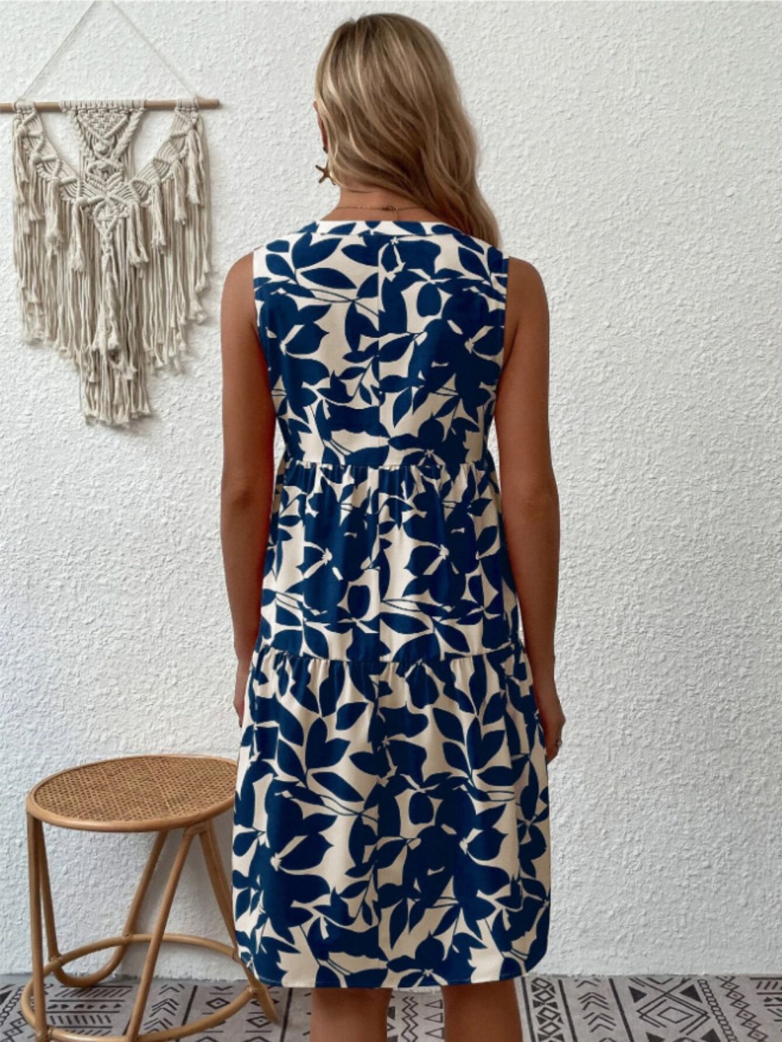 Notched Sleeveless Mini Dress
