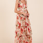 Layered Floral Sweetheart Neck Maxi Dress