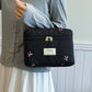 Large Bow Embroidered Quilted Storage Bag with Zip