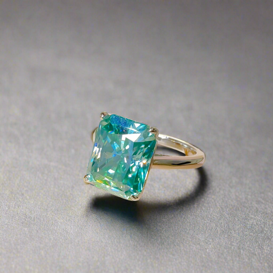 2 Carat Emerald Solitaire Moissanite Ring