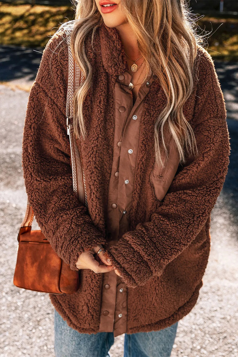 Fuzzy Snap Down Jacket