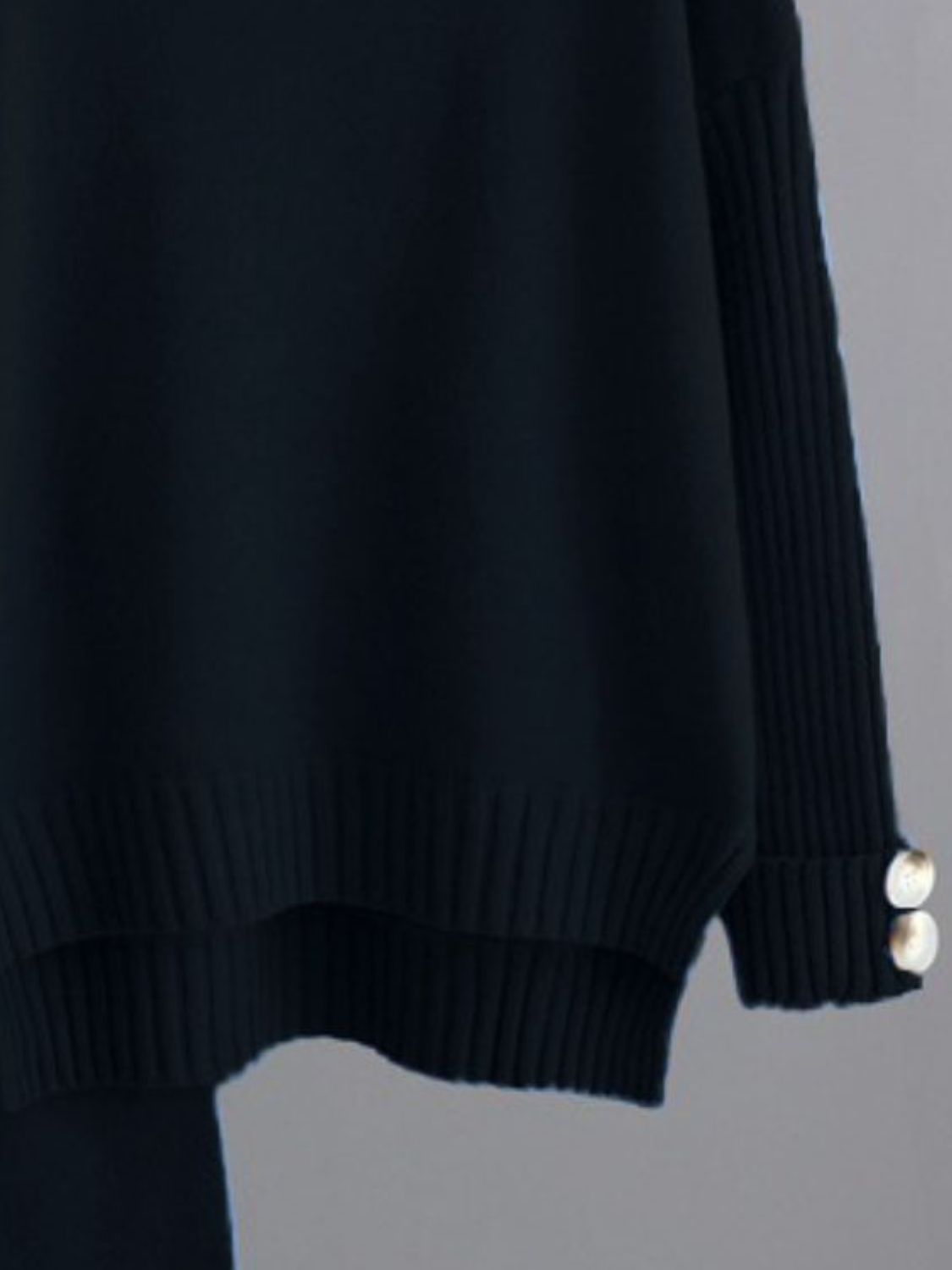 High-Low Turtleneck Top and Pants Sweater Set