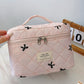 Large Bow Embroidered Quilted Storage Bag with Zip