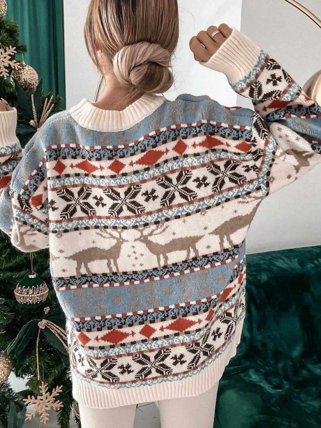 Moose Holiday Dropped Shoulder Sweater