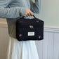 Large Bow Embroidered Quilted Storage Bag with Zip