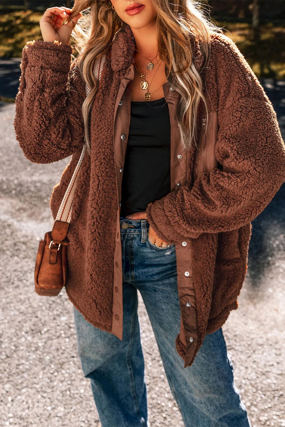 Fuzzy Snap Down Jacket