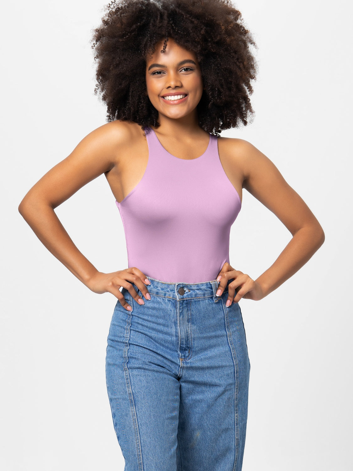 Round Neck Wide Strap Bodysuit